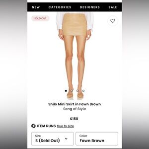 Shilo Mini Skirt in Fawn Brown
Song of Style size small from revolve